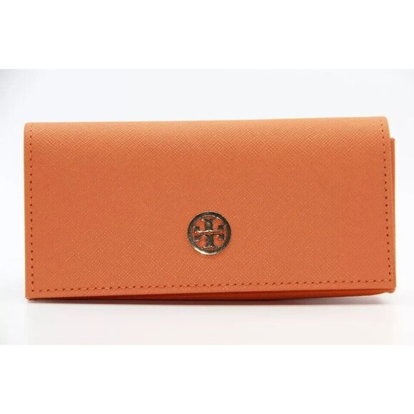 TORY BURCH ORANGE AUTHENTIC SUNGLASSES EYEGLASSES LEATHER CASE - Picture 1 of 6